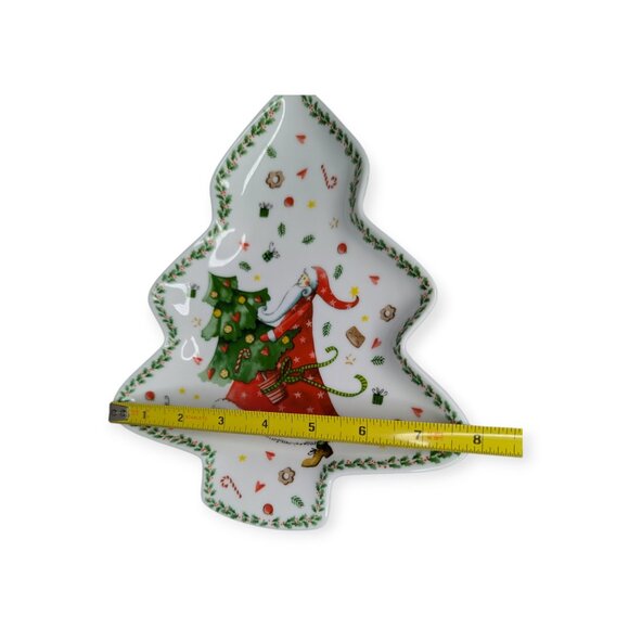 Paper Product Design Christmas Tree & Santa Claus Porcelain Snack Tray 9.5" x 8" - Picture 10 of 11